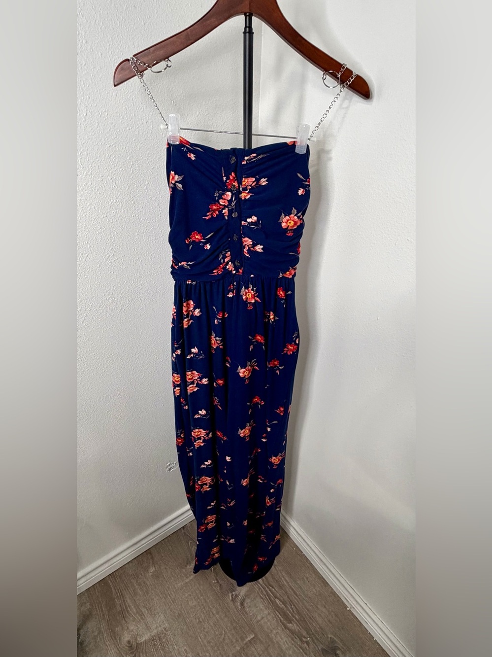 Justify Navy Strapless Floral Jumpsuit Size Small - Picture 2 of 8
